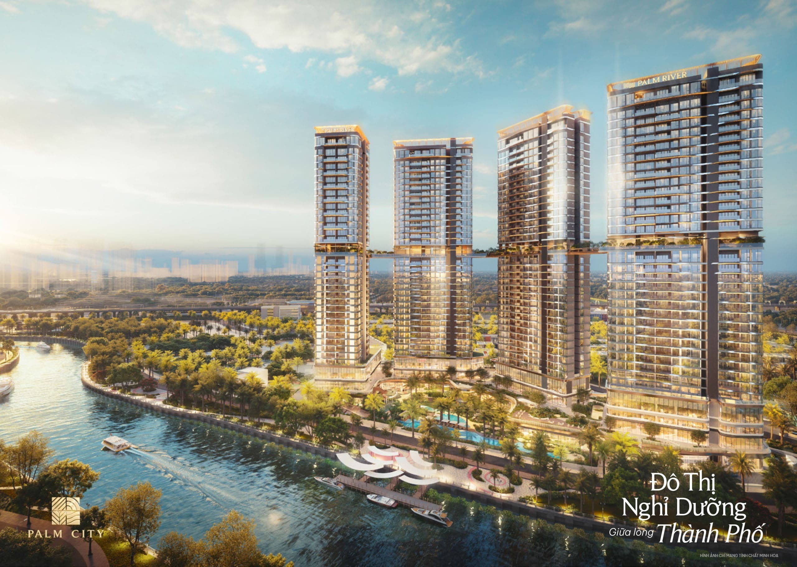 Phối cảnh tổng thể dự án Palm River bên sông